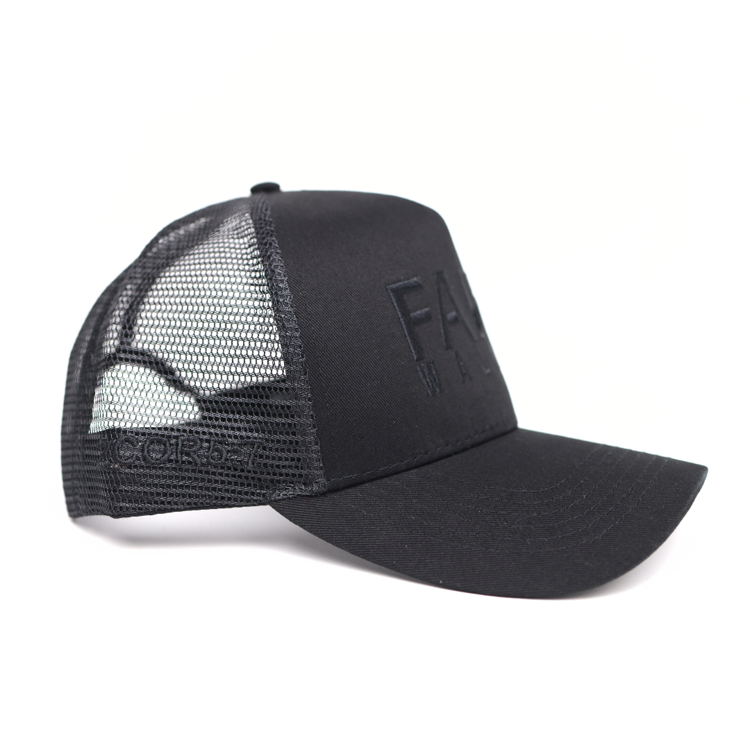 Black on Black Faith Walker Trucker Hat